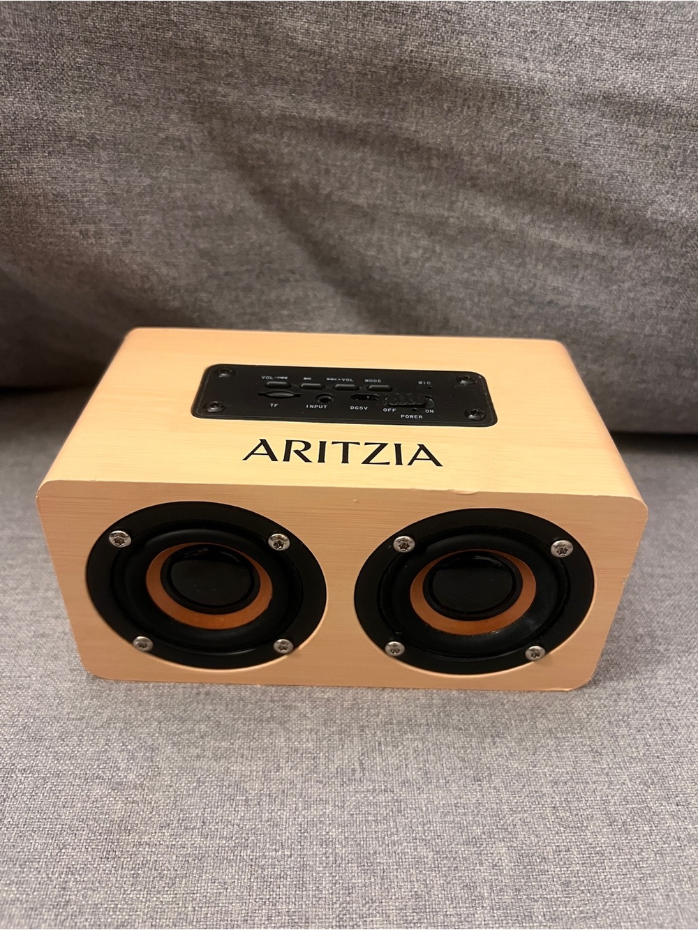 Aritzia Dual Portable Speaker — Light Wood with Black Accents